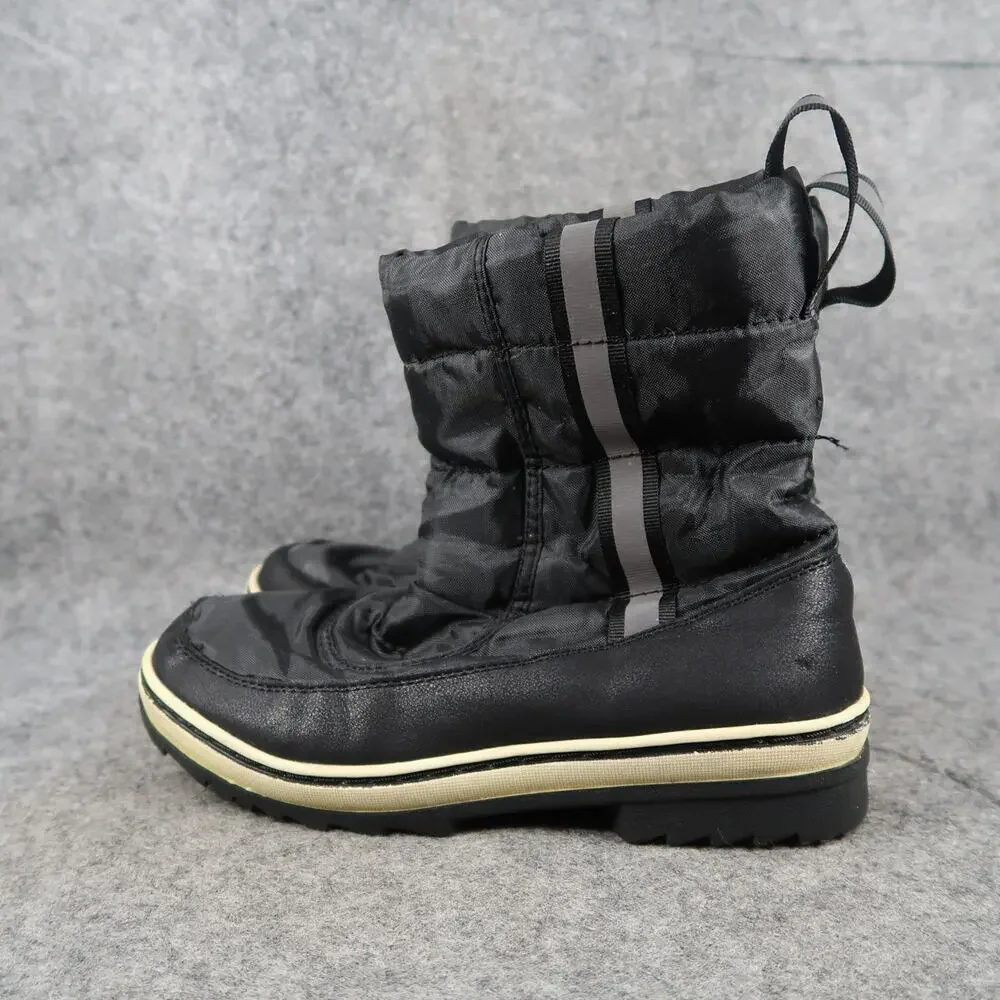 Justice Shoes Girls 3/5 Snow Boots Winter Pull On Black Warm Casual Outdoor